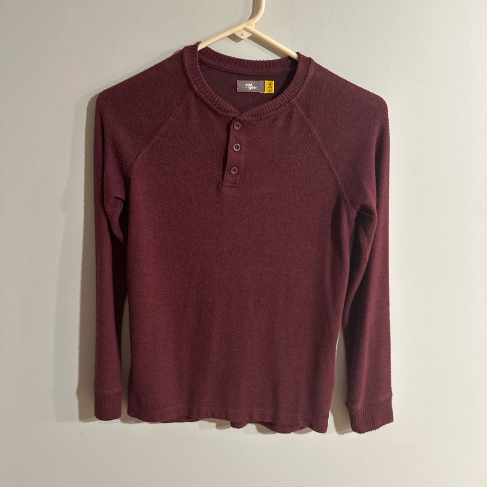 🐚 Rumi + Ryder Maroon Long Sleeve Henley (Size M 8-10) Kids